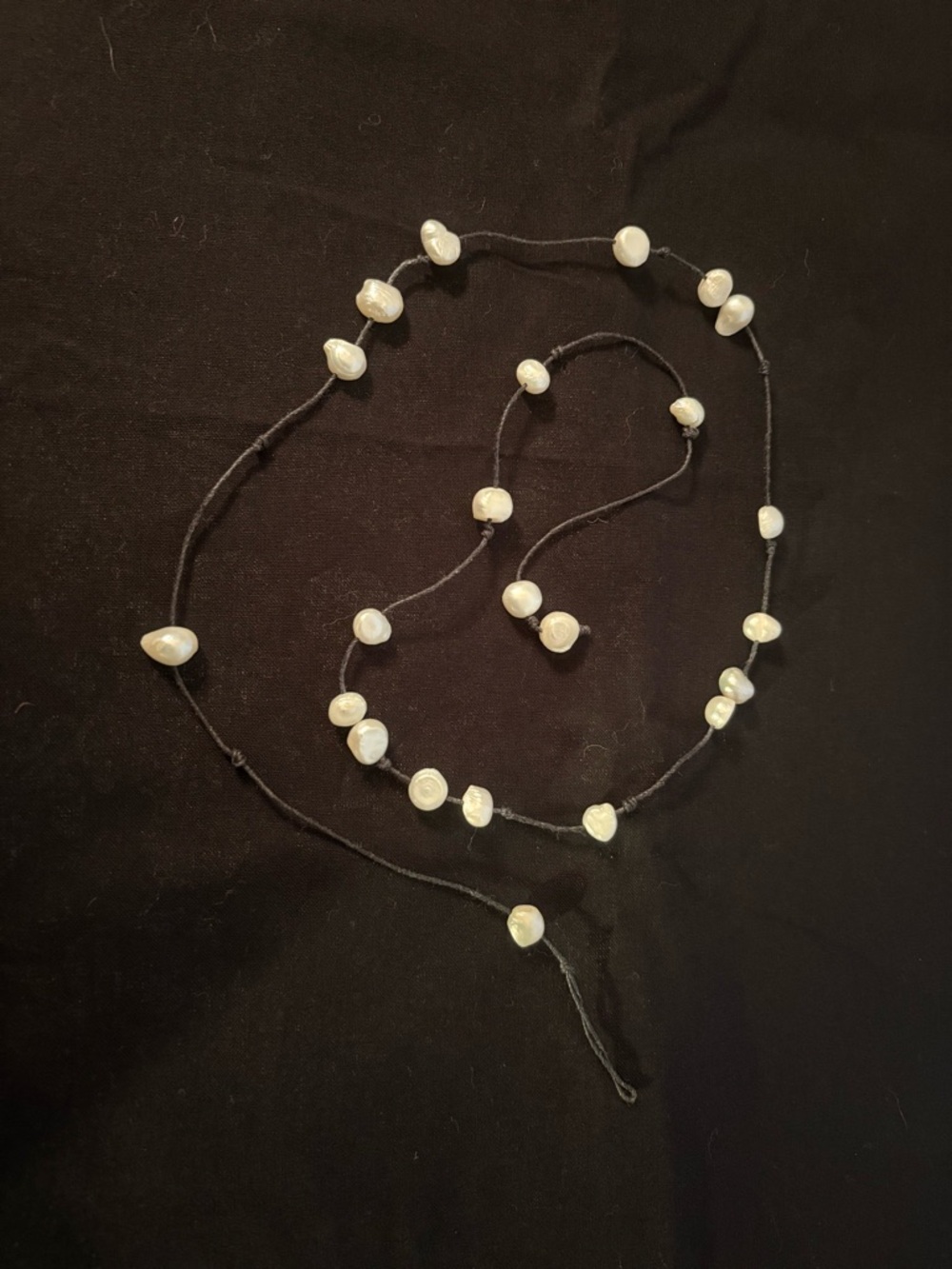 JJILL Freshwater Pearl Beaded on Black Strand Necklace